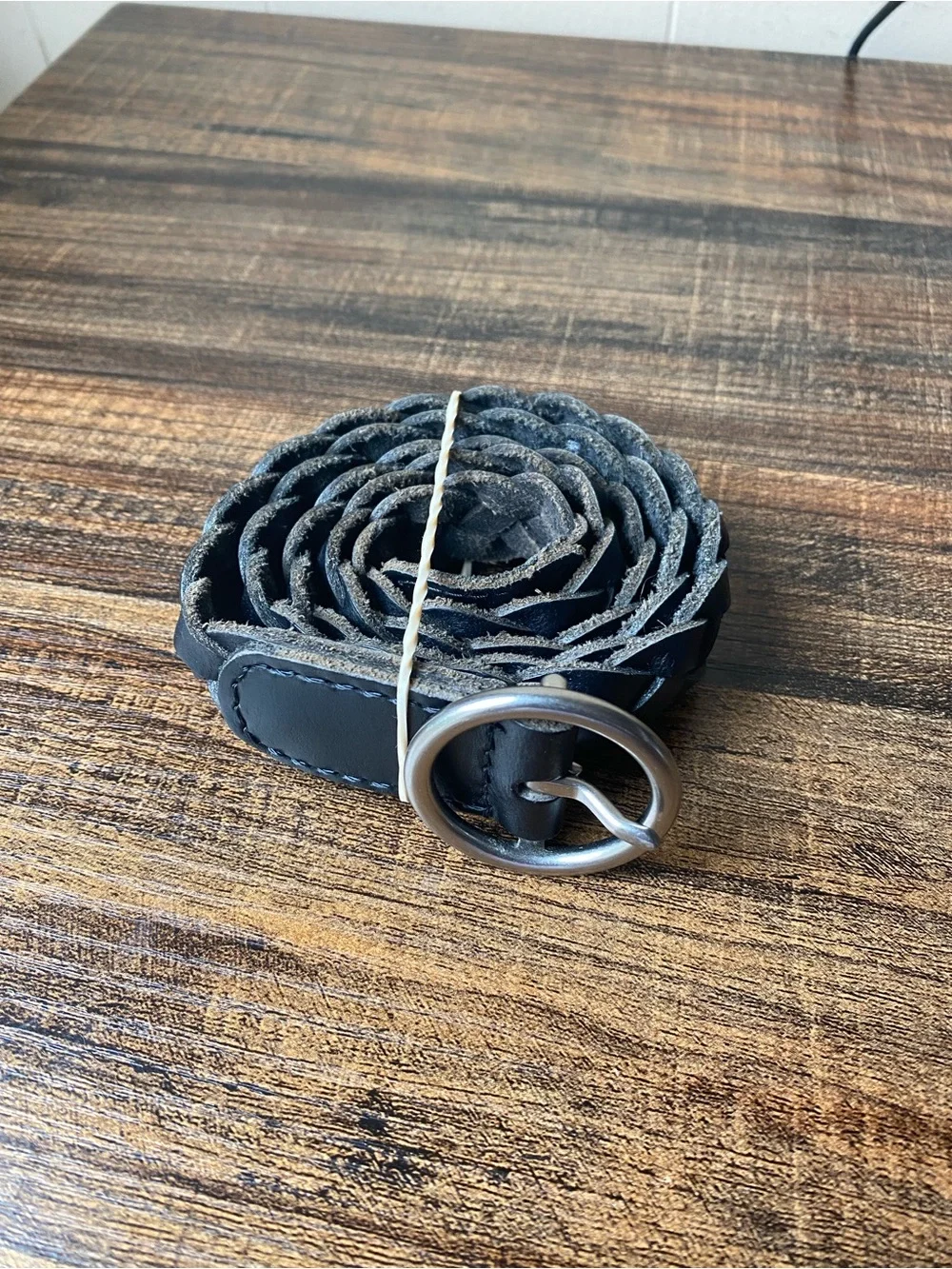 Vintage Woven Leather Belt, 28”